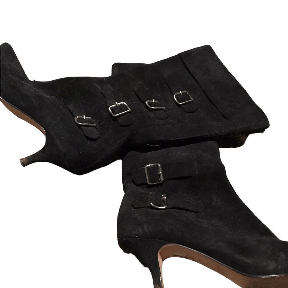 Pellemoda size 8.5 black velvet heeled boots perfect condition